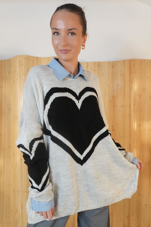 Beatrix Heart Slouch Knit Grey Marl /20 **